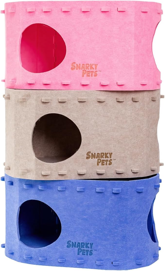 Tess & Liza Felt Cat Cave – Cozy Hideaway for Cats & Kittens | Eco-Friendly Felt Cat House | Durable & Spacious Cat Bed for Large Cats | Stylish Indoor Pet Furniture by Snarky Pets™ Brown