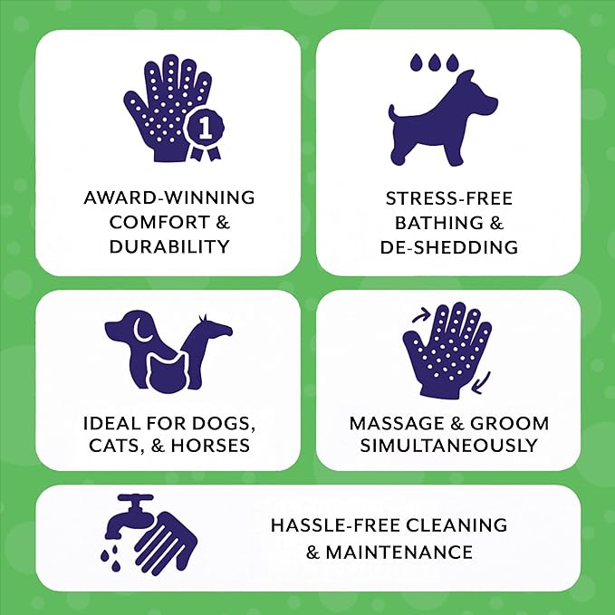 H HANDSON Pet Grooming Gloves - Patented #1 Ranked, Award Winning Shedding, Bathing, & Hair Remover Gloves - Gentle Brush for Cats, Dogs, and Horses (Red, Large)
