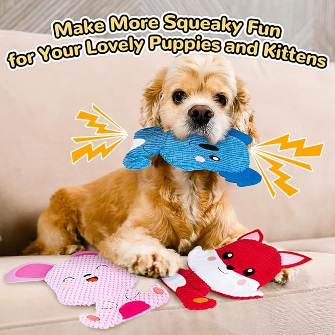 6 Pack Squeaky Dog Toys No Stuffing,Durable Crinkle Chew Toys for Small & Medium Breeds,Interactive Puppy Teething Toys,Cute Plush Pet Gifts for Boredom Play & Training