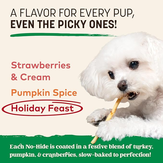 Earth Animal No-Hide Seasonal Stix Holiday Feast Recipe Natural Rawhide Alternative Dog & Cat Chews - 20 Count Value Pack