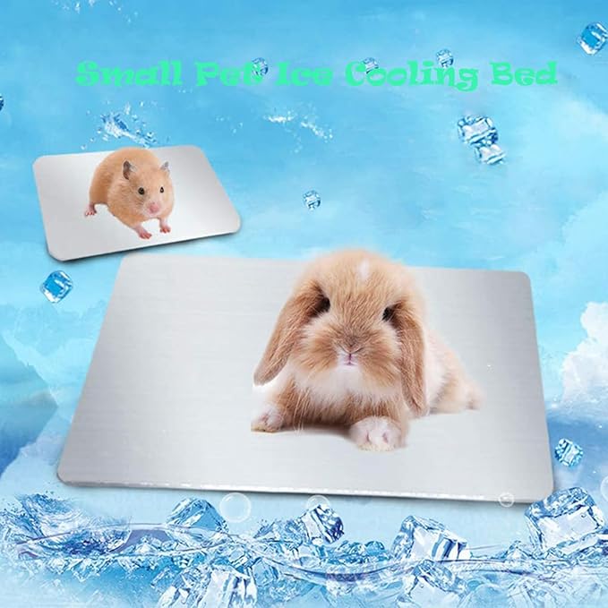 Rabbit Cooling Pad, 12x8 in Self Cooling Mat for Hamster Guinea Pig Chinchilla Bunny Kitten Cat and Other Small Animal, Pet Cool Ice Bed Plate Perfect for Hot Summer