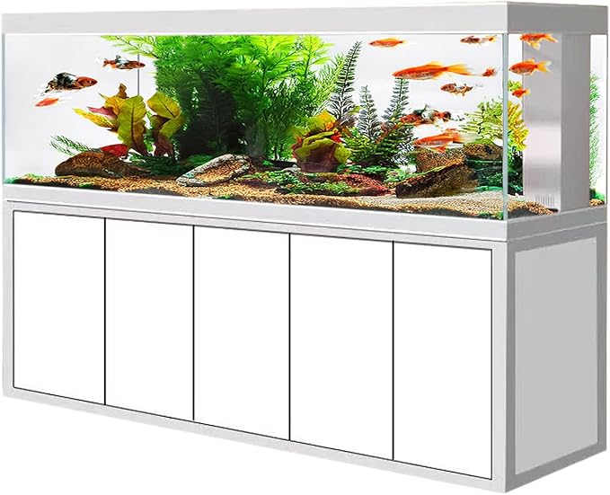 400 Gallon Aquarium Tempered Ultra-Clear Glass with Complete Setup in White with Silver Trims