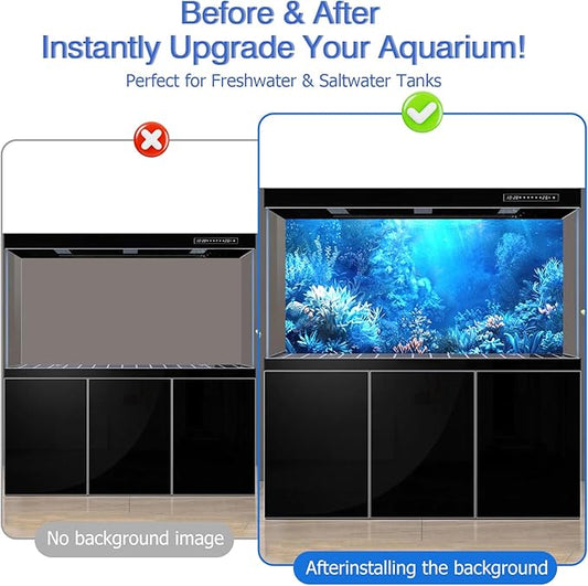 Aquarium Background & Fish Tank Background – Ultra HD Static Cling, No Tape, No Residue, Vibrant Underwater Scenery for Stunning Aquarium Decorations, Blue Ocean Theme 23.6 X 70.8 Inches