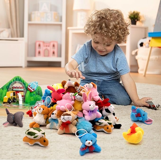 48 Pack Small Stuffed Animals Bulk Gifts for Kids (2.3/2"-2.5/3.5" Each), Party Favors Toys for Girls, Easter Basket Stuffers Christmas Stocking Plushies (48PCS)