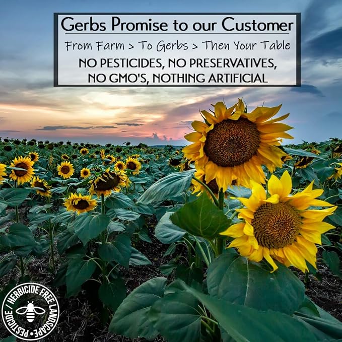 Gerbs Raw Whole Sunflower Seeds 1 lb. | In-Shell, No Additives, Resealable Bag | Crack-and-Eat Crunchy Snack | Top 14 Allergen-Free