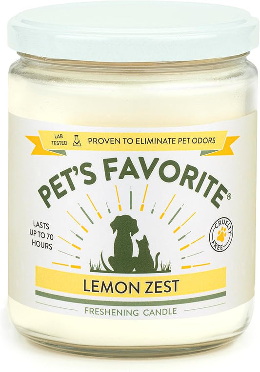 Pet's Favorite Pet Odor Candle, Clean Burning, Long Lasting Scented Candles with a Cotton Wick. (Lemon, Pack of 1)
