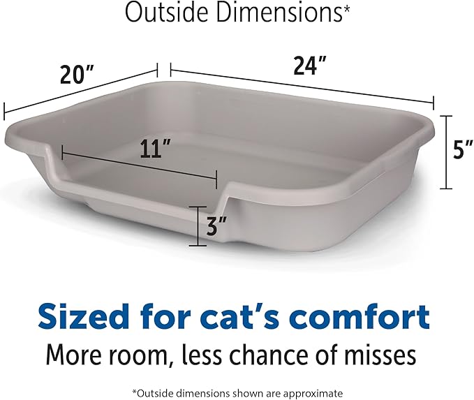 KittyGoHere Senior Cat Litter Box 2 Pack, Large Misty Gray Low Entrance Kitty Litter Box, Sized for Cats Comfort, Perfect for Senior and Arthritic Cats, Made in USA