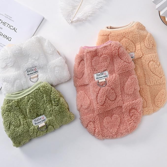 Warm Cat Apparel Cute Fluffy Cat Sweatshirt Cartoon Kitten Winter Coat Pullover Soft Skin-Friendly Knitwear (Large, Pink)
