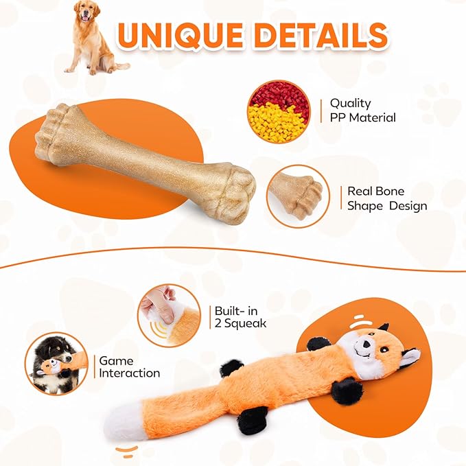 Dog Toys for Aggressive Chewers, Indestructible Dog Bones for Aggressive Chewers, Tough Chew Toy for Heavy Duty Dogs, Big Teething Toys with Durable Nylon for Large/Medium Breed Puppies