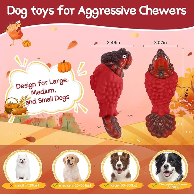 WinTour Dog Chew Toys for Large Breed Aggressive Chewers - Tough, Indestructible Balls with Squeaky - Super Chewer Toys for Large Dogs