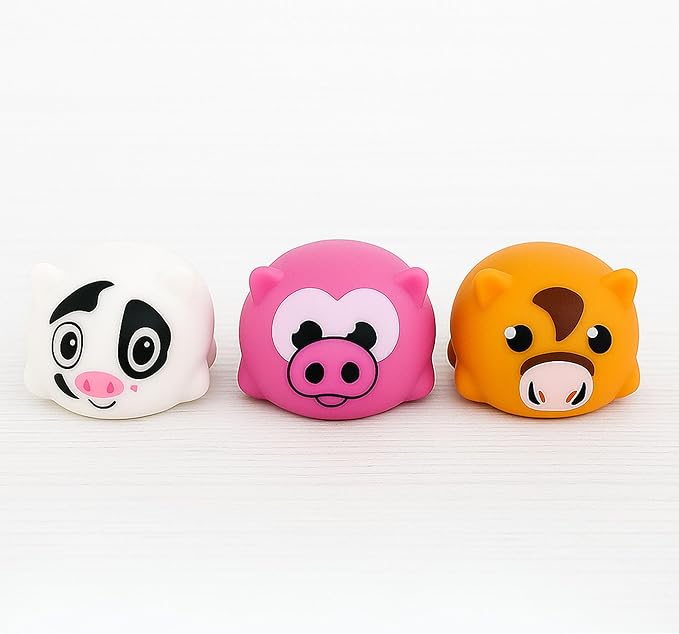 Farm Fresh Chubby Barnyard Animals – 3-Pack Squeeze Fidget Toys for Kids Ages 3+ – Soft Foam Stress Relief Figures – Includes Pig, Cow & Horse – Mini Animal Toys for Travel, Party Bags, Gift Ideas