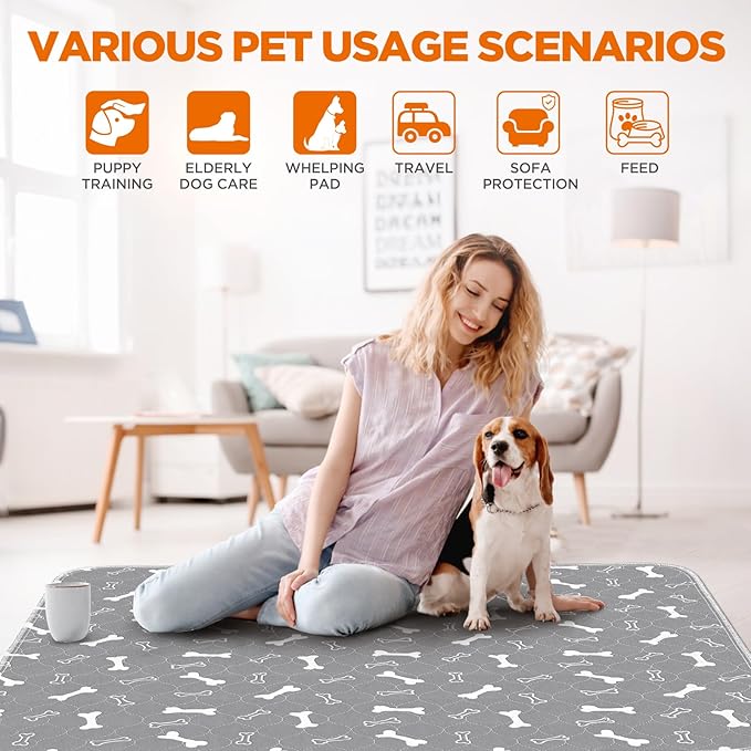 Washable Pee Pads for Dogs Large 48" x 48" 2-Pack Reusable Puppy Pads Pet Training Pads, Fast Absorb Dog Mats, Waterproof Whelping Pad, Non-Slip Protects Against Urine Leakage