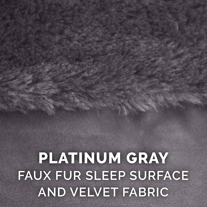 Furhaven Orthopedic Dog Bed for Large Dogs w/ Removable Bolsters & Washable Cover, For Dogs Up to 95 lbs - Plush & Velvet L Shaped Chaise - Platinum Gray, Jumbo/XL
