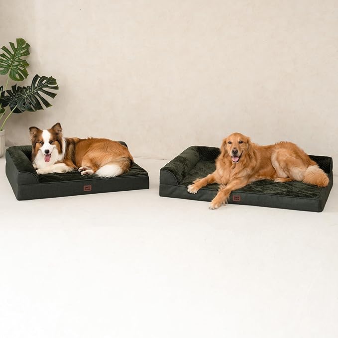EHEYCIGA Memory Foam Dog Bed XXL, Giant Dog Bed Orthopedic with Washable Removable Cover, Waterproof Pet Bed Couch for Jumbo Dogs, 48x36x7 Inches, Dark Green