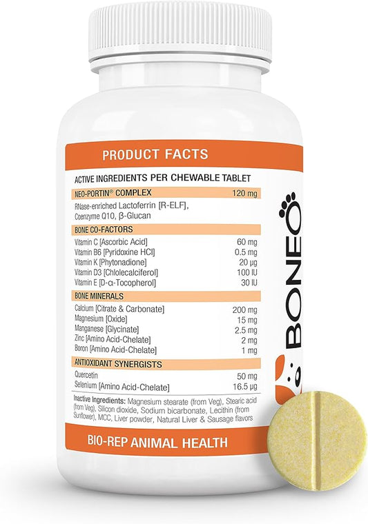 Canine Maintenance Formula- Lactoferrin-Based Bone and Joint Supplement for Dogs- 90 Ct Chewable Tablets, Liver and Sausage Flavor