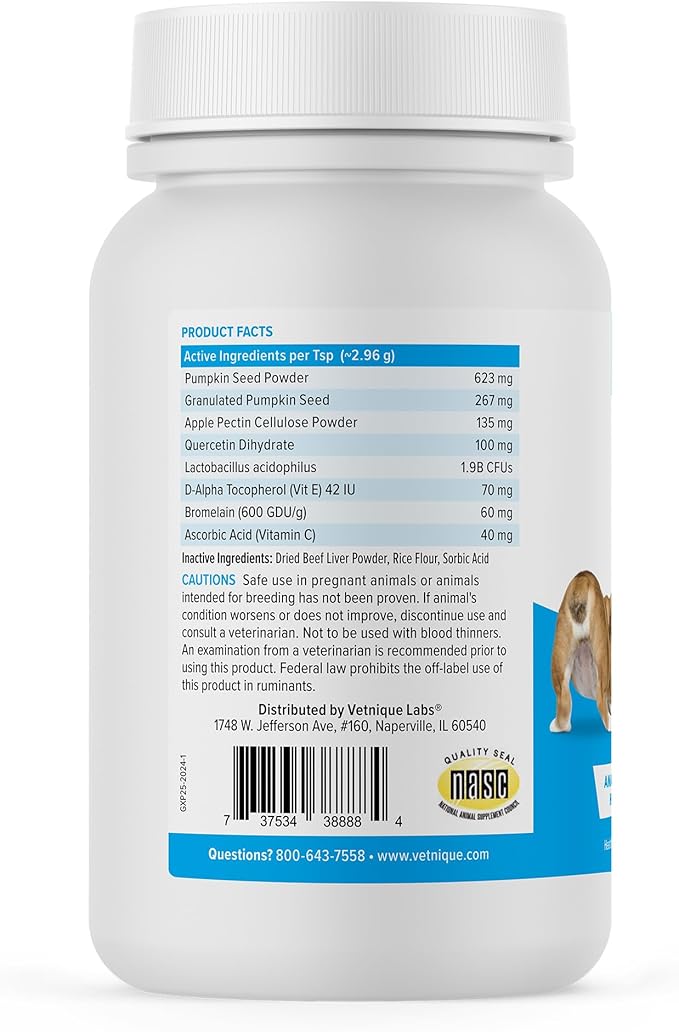 Vetnique Glandex Dog Fiber Supplement Powder for Anal Glands with Pumpkin, Digestive Enzymes & Probiotics - Vet Recommended (Regular or Advanced Strength) - Boot The Scoot (2.5oz Powder, Beef Liver)