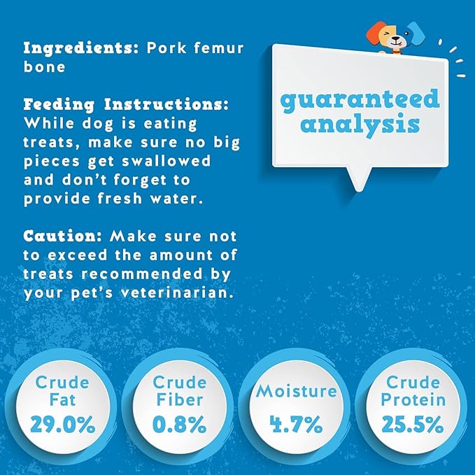 Jack&Pup Pork Femur Bones for Dogs Long Lasting | Gourmet Beef Dog Bones | Single Ingredient, Savory, Rawhide Free (2 Pack)