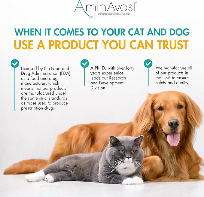 AminAvast Dog Kidney Supplement - Supports Natural Kidney Function - Promotes Health & Vitality of Aging Kidneys - Pet-Friendly, 1000mg, 60 Capsules.