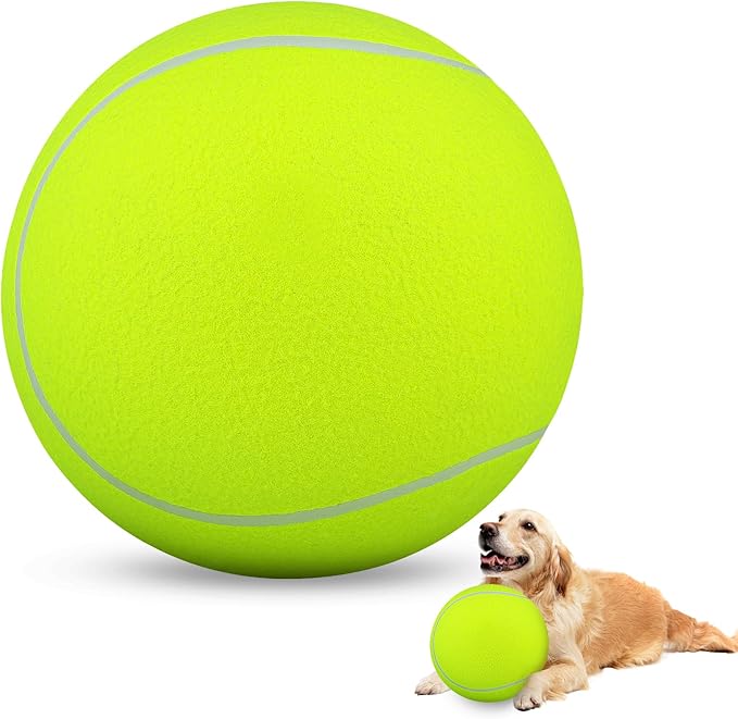 HETOO Giant Tennis Balls for Dogs: 9.5 inch Large Dog Toys- Outdoor Herding Dog Toys Balls- Big Dog Tennis Ball for Small Medium Large Dogs- Pet Toys Birthday Gift- Yellow
