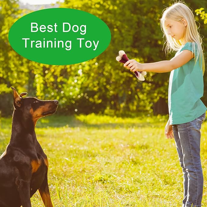 Dog Chew Toys for Aggressive Chewers Beef Flavor Indestructible Nylon Puppy Bone Tough Teething & Calming for Large Medium Breeds(20lbs-75lbs) Birthday Gift Christmas