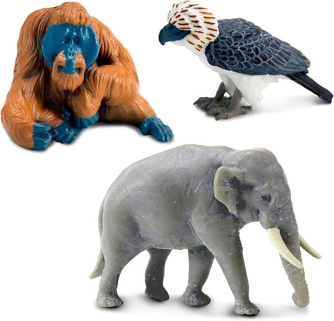 Safari Ltd. Asian Animals TOOB - Set of 8 Mini Figurines - Asian Elephant, Indian Rhino, Orangutan, Panda Bear, Tiger, Antelope, Philippine Eagle, and Gavial - Toys for Boys, Girls & Kids Ages 3+