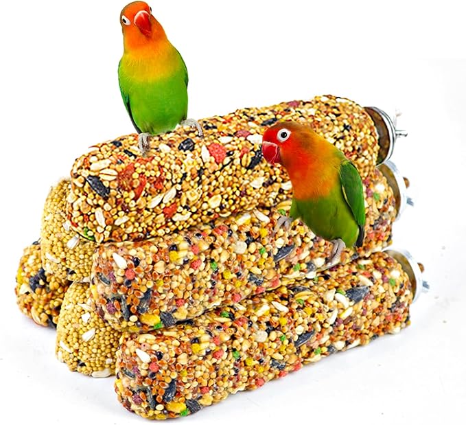 6PCS Parakeet Treat,Natural Parrots Treat Sticks,Vegetable & Grain Style Crunch Sticks,Bird Treats for Cockatiel Budgies Lovebirds Canary Conure Finches