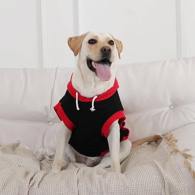Dog Hoodie - Cotton Sweatshirt Soft Breathable Sweater for Small Dogs, Sleeveless Clothes Cozy Coat for Spring Autumn Winter, Red S