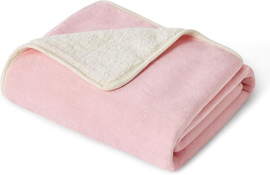 Bedsure Waterproof Dog Blankets for Small Dogs - Small Cat Blanket Washable for Couch Protection, Sherpa Fleece Puppy Blanket, Soft Plush Reversible Throw Furniture Protector, 25"X35", Pink