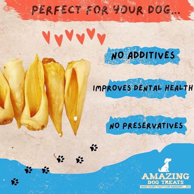 Amazing Dog Treats - Lamb Ears (50 Pcs/Pack) - Natural Dog Chews -Rawhide Alternative - No Hide Dog Bones