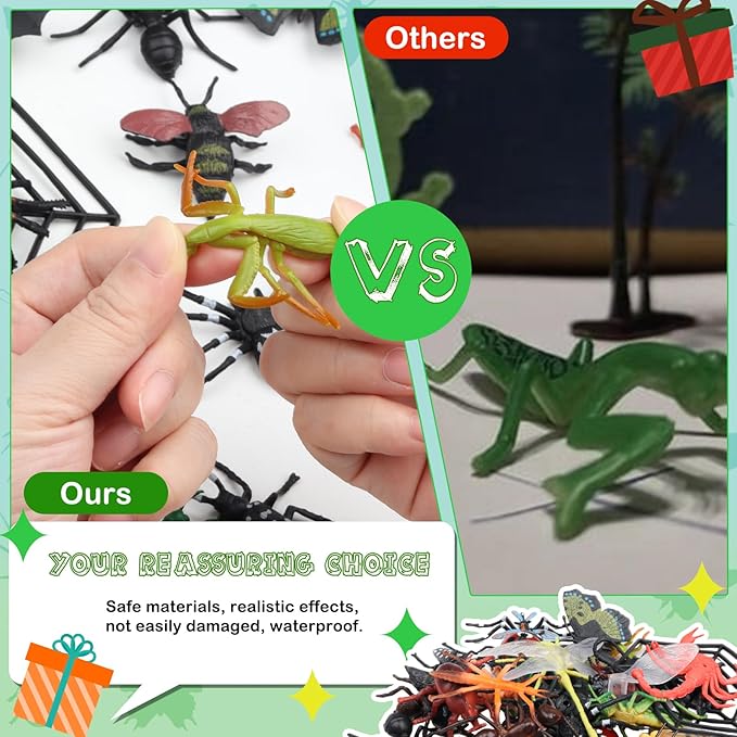 29Pcs Large Realistic Insect Toys Figures, Plastic Bugs Figurines Set, Realistic Insects Toy for Kid, Ladybug, Bee, Butterfly, Assorted Insect Bugs Figures Toy, Insect Themed Party Favors
