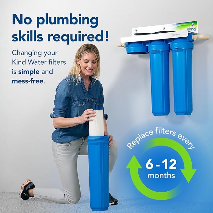 Kind Water 5-Micron Sediment & Carbon Replacement Filters – Fits Kind & Evo E-1000/E-3000 Whole House Water Systems – Includes O-Ring Kit & Lubrication – 6-12-Month Filter Refill