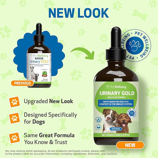 Pet Wellbeing Urinary Gold for Dogs - Vet-Formulated Multi-Herb Urinary Tract Support - Bladder Health & Urinary System Wellness - Holistic Dog Supplement - Liquid Formula 4 oz (118 ml)