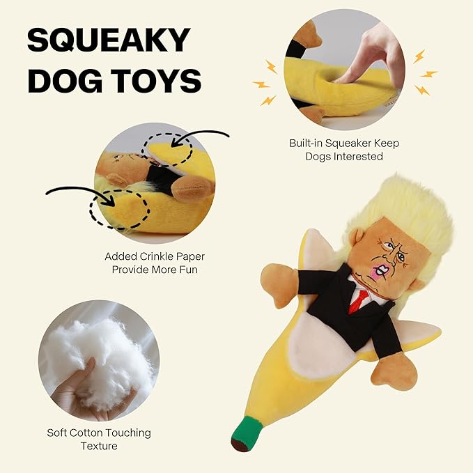 Squeaky Dog Toys with Crinkle Paper Funny Plush Dog Toy Fit Small Medium Large Dogs Hilarious Interactive Dog Toys for Dog Entertainment