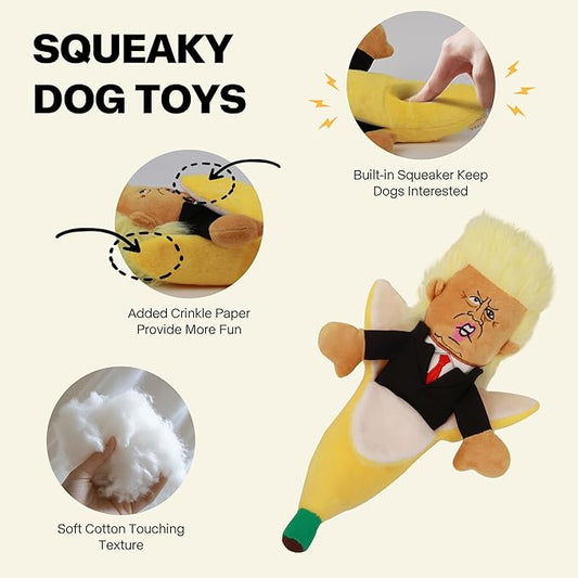 Squeaky Dog Toys with Crinkle Paper Funny Plush Dog Toy Fit Small Medium Large Dogs Hilarious Interactive Dog Toys for Dog Entertainment