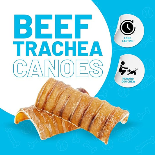 Sitka Farms Beef Trachea Canoes 3" Split Trachea - 30 Count - 100% Natural Source of Glucosamine & Chondroitin - High Protein Premium Dog Treat for Small Medium & Large Dogs