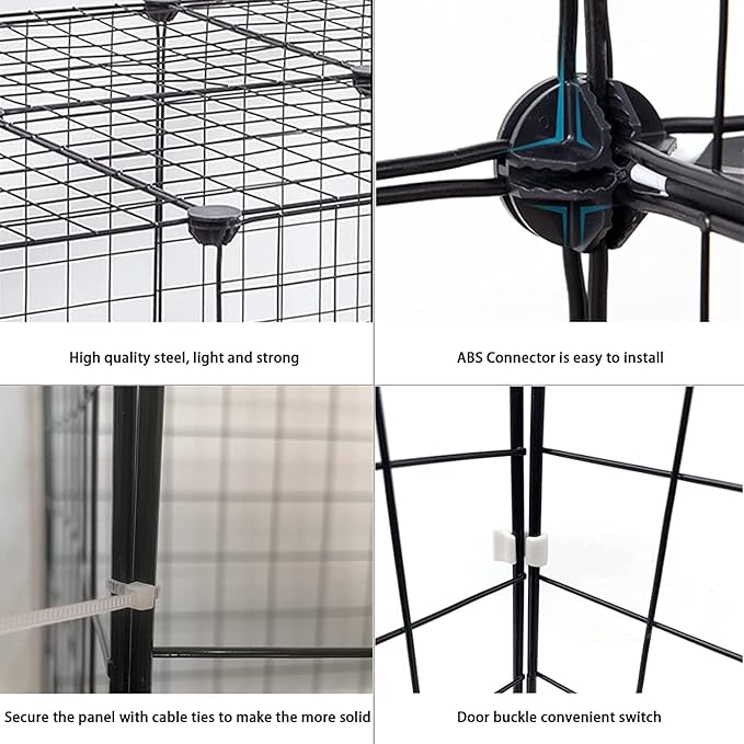 2 Tier Cat Cage Indoor,Removable Metal Kitten Cages Detachable Ferret Playpen Portable DIY Small Animals Collapsible House for Cats Bunny Puppies Guinea Pig Rabbit Hedgehog Rat(Black)