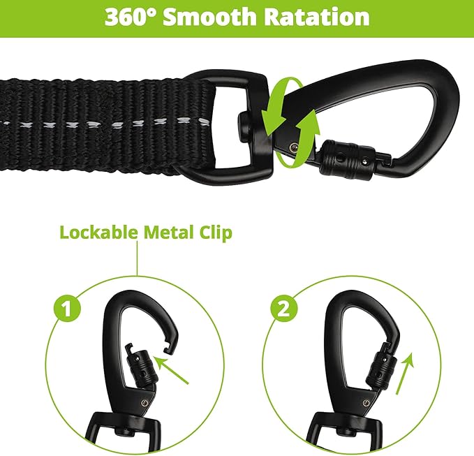 Long Dog Leash 50 FT: Heavy Duty Rope Leashes for Dogs Training with Swivel Lockable Hook Reflective Threads Bungee and Padded Handle - Dog Lead for Large Small Medium Dogs Outside Walking Hiking