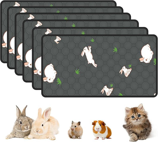 2-Pack Guinea Pig Cage Liner, 16in x 30in Fast Absorption Washable Bedding Pee Pads for Dogs Puppy Rabbit Small Animal Cage Mat, Leakproof & Non-Slip