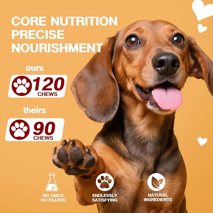 Hip and Joint Supplement for Dogs with Glucosamine, Chondroitin & MSM - Duck Flavor Joint Care Chews, 120 Count - Advanced Mobility Support - Senior Dog Approved (Duck)
