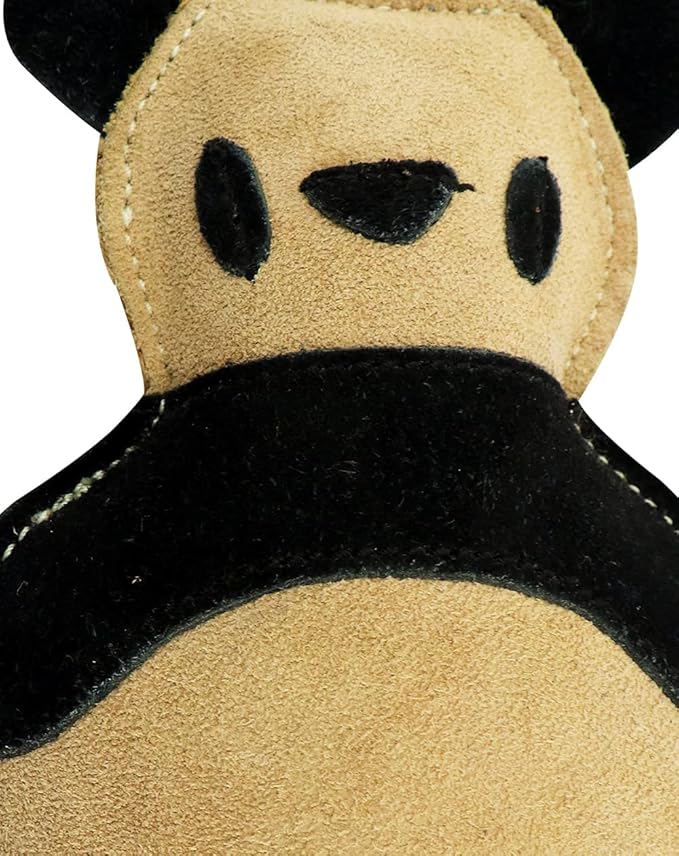 Natural Suede Leather Chew Toy for Adult Dogs, Puppies, | Tough, Durable, and Fun | Chewing Interactive Pet Toy (Bone) (Panda Shape)