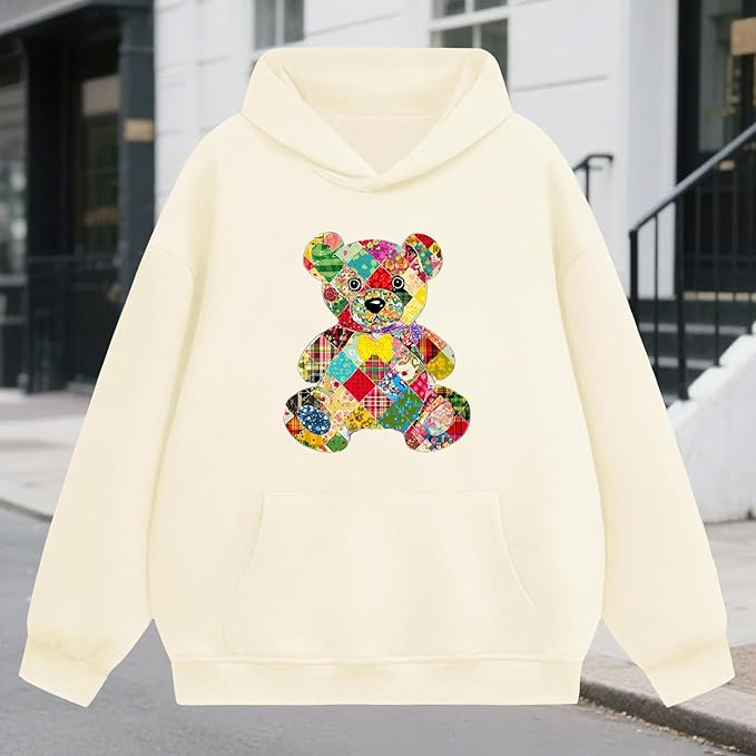 Oversized Hoodies for Women 2025 Trendy Cute Dog Cat Print Sweatshirts Hooded Pullover Tops with Kangaroo Pocket