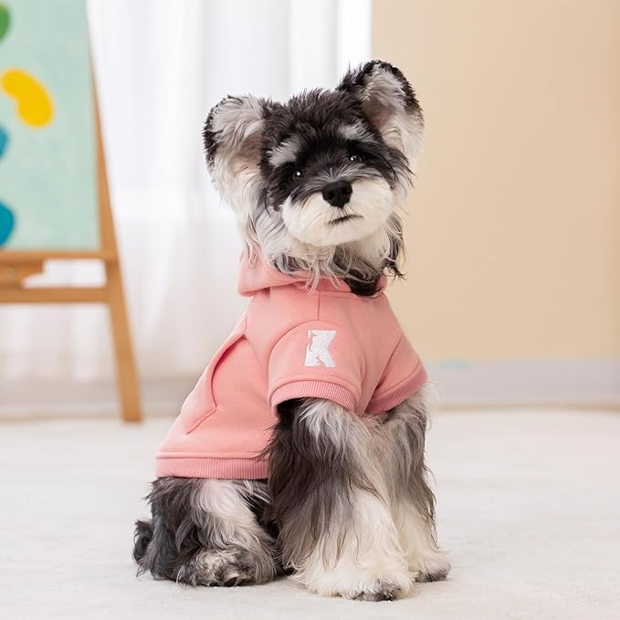 Koneseve Dog Hoodie - Fleece Warm Sweater with Pocket, Soft Clothes for Daily Wear, Basic Hooded Sweatshirts, Winter Coat Clothing, Comfort Tee Shirt Fit for All Breeds Pet - Pink - 2XL
