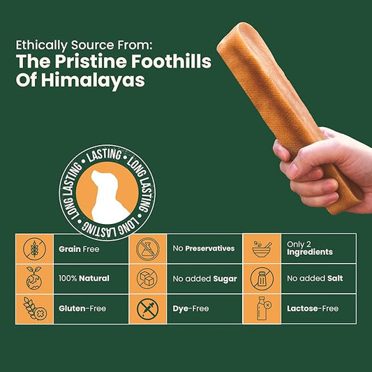 Authentic Himalayan Yak Cheese for Dogs - Medium (Pack of 3) - Sourced from Pristine Himalayan Foothill, Rawhide-Free, NO preservatives
