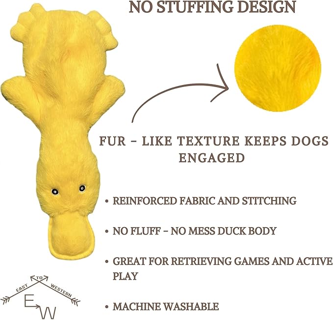 Duck and Octopus Dog Toys - Crinkle, Squeaky, Plush, No Stuffing, Interactive, Stimulating, Fun, Boredom, Busy, Calming, Cuddle, Puppy, Play, Gift - Large, Medium, Small Dog - Set of 2