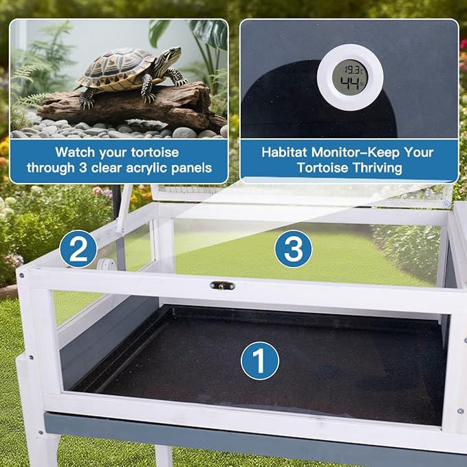 Tortoise Habitat Enclosure House Turtle Cage Indoor Reptile for Small Animals Lizards