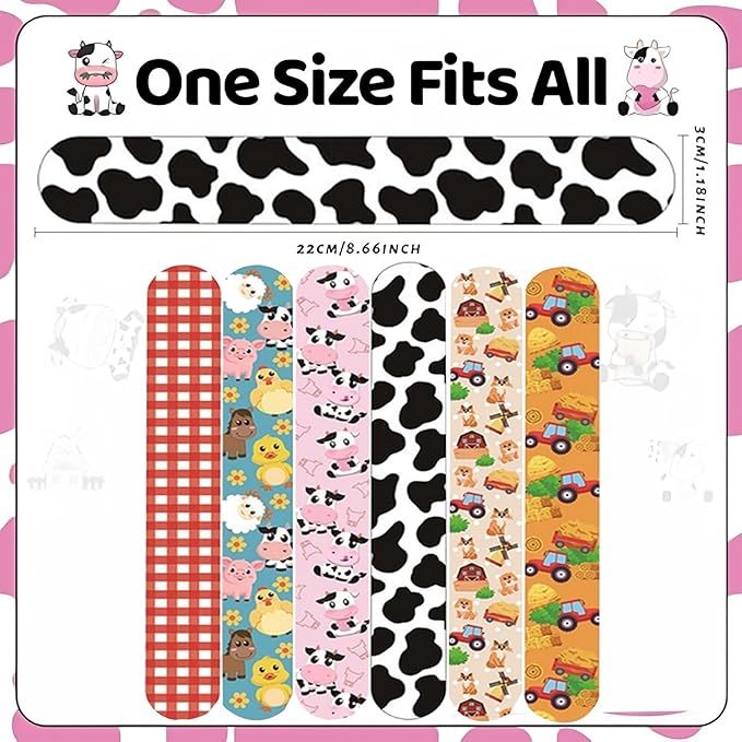74PCS Farm Animals Party Favor 50PCS Barnyard Party Stickers&24PCS Slap Bracelets Farm Animals Birthday Supplies Team Gift Fillers School Classroom games Rewards Supplies