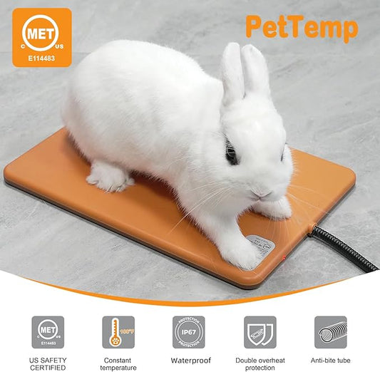 Small Animal Heating Pad, Small Animal Bed, Outdoor/Indoor Winter Thermal Heating Pad for Rabbits, Guinea Pigs & Chickens, Waterproof & Chew-Resistant, 20W, Energy-Efficient, 11.8 x 8.2 in
