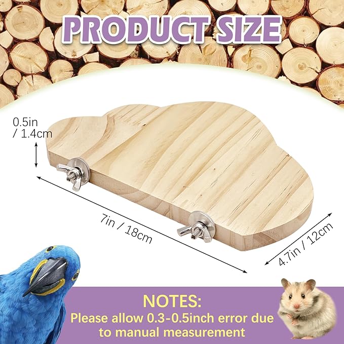 Hamiledyi Wooden Hamster Cage Set 4Pcs Bird Wood Platform Accessories Perch Stand Board Habitat for Syrian Dwarf Hamsters Small Animals