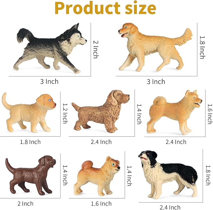 iftnotea 8PCS Small Dog Figurines for Kids Puppy Toy Figures with Shiba Inu Golden Retriever - Cake Toppers Christmas Birthday Gift for Toddlers