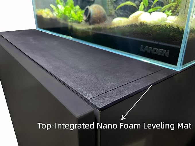 LANDEN Aquarium Wooden Stand and Cabinet for up to 105 Gal Tank, Fish Reptile Sea Salt WaterTank Stand, Nano Foam Leveling Mat Included, W47.2xD23.6xH31.5 in, Wooden Matte Black Painted(Stand Only)